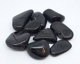 Black Tourmaline 3 Tumbled Stones Crystal Gemstone Grid Stone