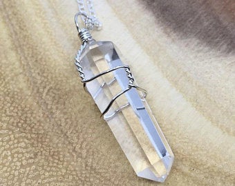 Crystal Clear Quartz Gemstone Healing Energy Pendant