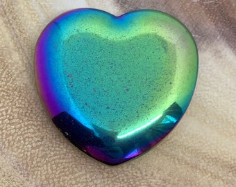 Rainbow Hematite Heart Crystal Gemstone Palm Stone