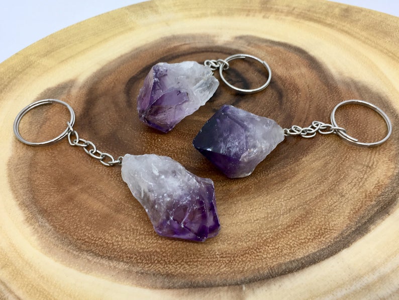 Amethyst Crystal Keychain