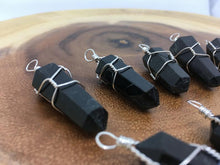 Load image into Gallery viewer, Obsidian Gemstone Crystal Wire Wrapped Pendant Necklace
