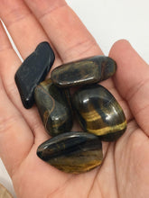 Load image into Gallery viewer, Falcon&#39;s Eye 3 Blue Tigers Eye Tumbled Stones Crystals Gemstone

