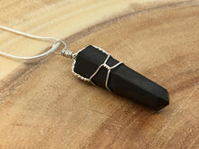 Load image into Gallery viewer, Obsidian Gemstone Crystal Wire Wrapped Pendant Necklace
