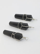 Load image into Gallery viewer, Obsidian Gemstone Crystal Wire Wrapped Pendant Necklace
