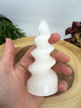 Load image into Gallery viewer, Selenite Twist Crystal Mineral Tower Unicorn Horn Gemstone
