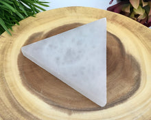 Load image into Gallery viewer, Selenite Charging Plate 4 inch Crystal Energy Natural Stone Slab Carving Triangle Circle
