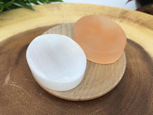 Load image into Gallery viewer, Selenite Crystal Stone White Peach Worry Stone Palm Stone Meditation Stress Anxiety Relief

