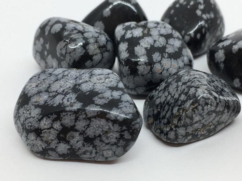 Snowflake Obsidian 3 Tumbled Stones Crystals Gemstone Healing