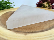 Load image into Gallery viewer, Selenite Charging Plate 4 inch Crystal Energy Natural Stone Slab Carving Triangle Circle
