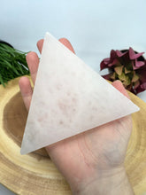 Load image into Gallery viewer, Selenite Charging Plate 4 inch Crystal Energy Natural Stone Slab Carving Triangle Circle
