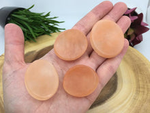 Load image into Gallery viewer, Selenite Crystal Stone White Peach Worry Stone Palm Stone Meditation Stress Anxiety Relief
