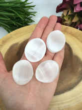 Load image into Gallery viewer, Selenite Crystal Stone White Peach Worry Stone Palm Stone Meditation Stress Anxiety Relief
