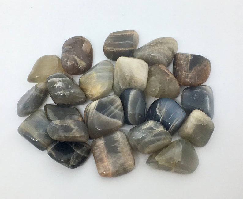 Black Moonstone 3 Tumbled Stones Crystal Healing Energy Crystals
